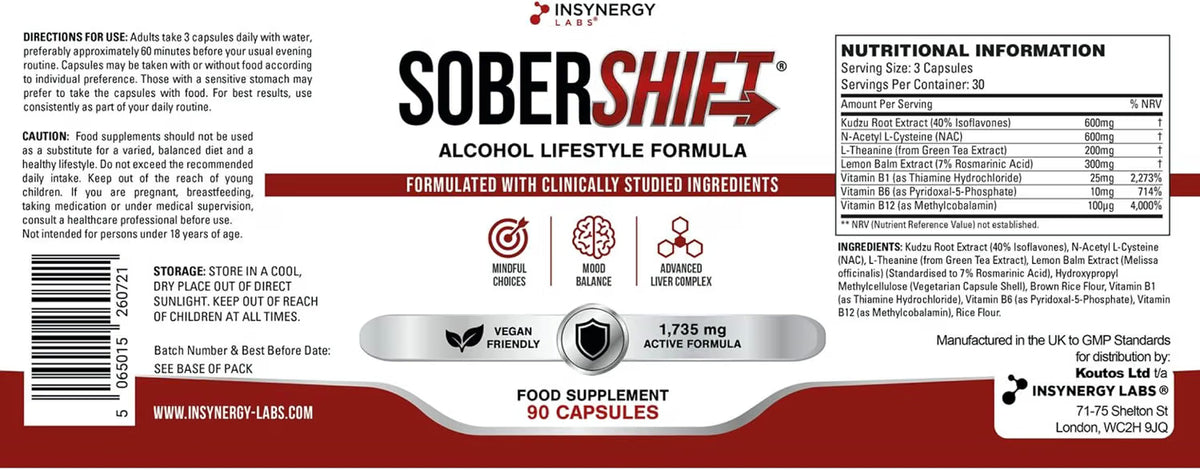 SoberShift 40% Kudzu Root Complex with NAC & L-Theanine – 90 Capsules