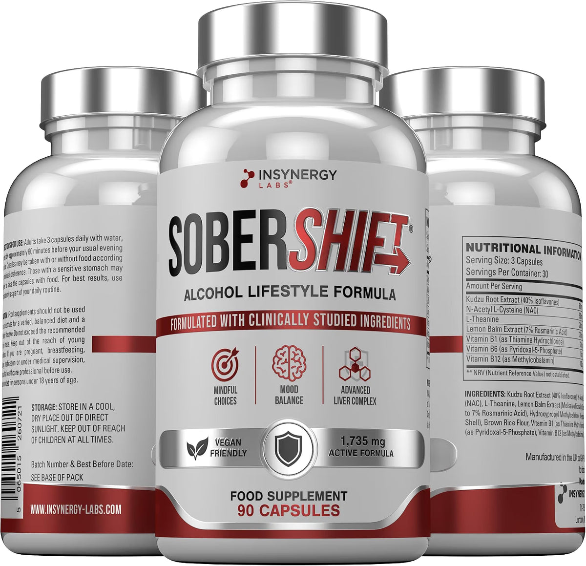 SoberShift 40% Kudzu Root Complex with NAC & L-Theanine – 90 Capsules